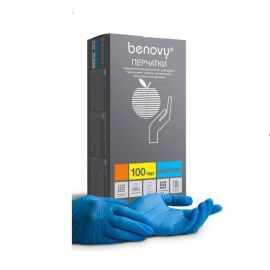 Перчатки нитрил. L Benovy, голубые, 100 шт/упак.